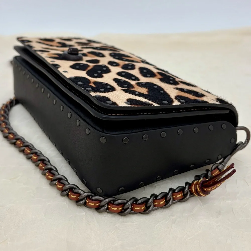 NWT COACH Dinky With Rivet Embellished Leopard Print 32869 - Picture 8 of 14